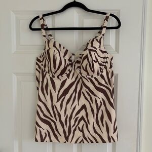 Lane Bryant Brown and Cream Bustier Camisole Swim Top